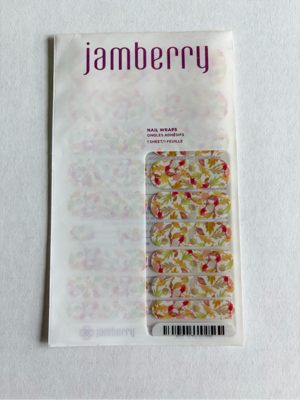 NIP Discontinued Jamberry Nail Wraps In the Air Fall Leaves Acorns Orange Green